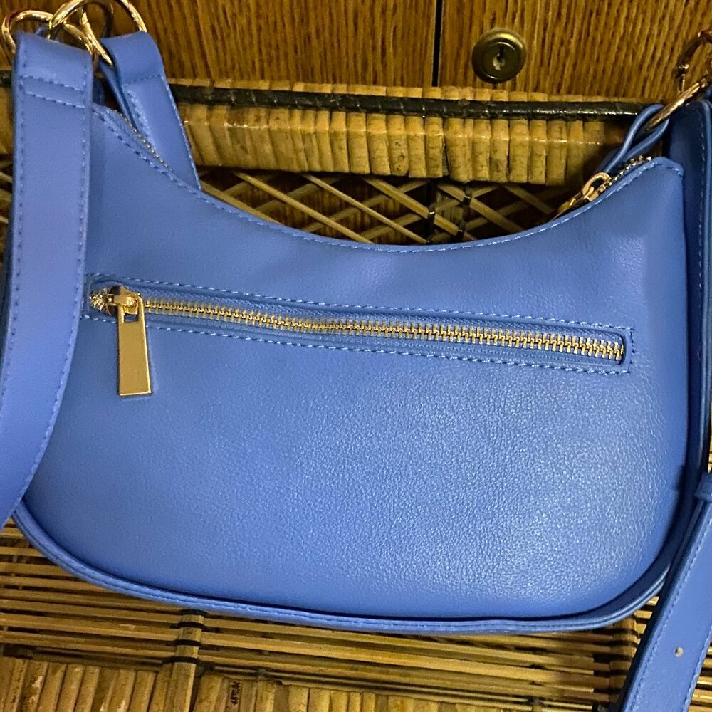 NWT - On 34th, blue Regatta style, crossbody bag w/polka dot lining.